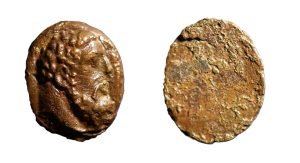 Greco-Roman bronze ring bezel. Bold Hercules. Exceptional.