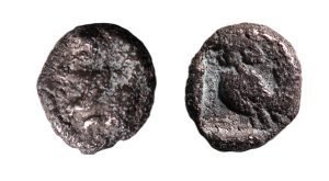 Philistia (Palestine), Uncertain mint. c. 353-333 BC. AR Hemiobol. Rare.